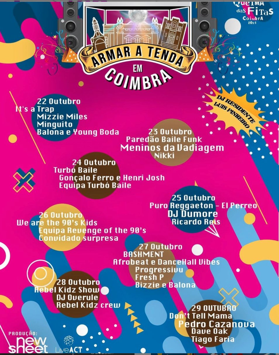 Cartaz da tenda queima das fitas coimbra 2021